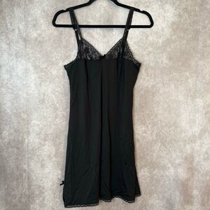 Anthropologie Eloise Lace Slip Dress Lingerie Womens Size Medium Black Bow